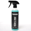 7WASH Wash & Wax Waterless 500 ml waterless car wash bottle back label with usage instructions for quick car cleaning, paint protection, and car detailing without water