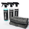 7WASH car detailing kit with Wash & Wax waterless car cleaner, Hydro Slick ceramic coating spray, vinyl plastic rubber protector, and premium microfiber drying towels for paint protection, deep shine, and full car detailing