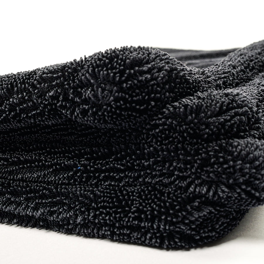 Absorbent twisted microfiber of the drying towel in detail