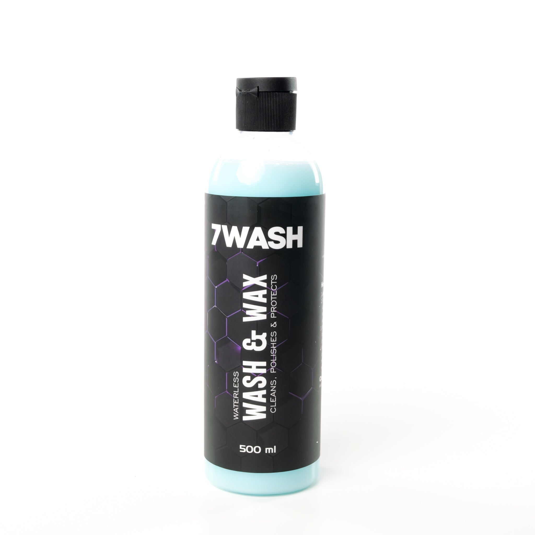 7WASH Wash & Wax Waterless 500 ml Flasche Rückseite mit Anwendungshinweisen