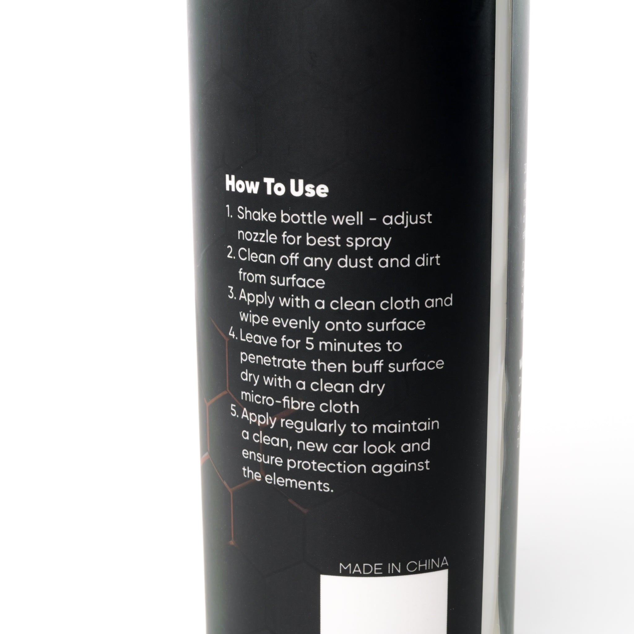 7WASH 3D-Protector 500 ml Kunststoffpflege Flasche Rückseite mit Anwendung